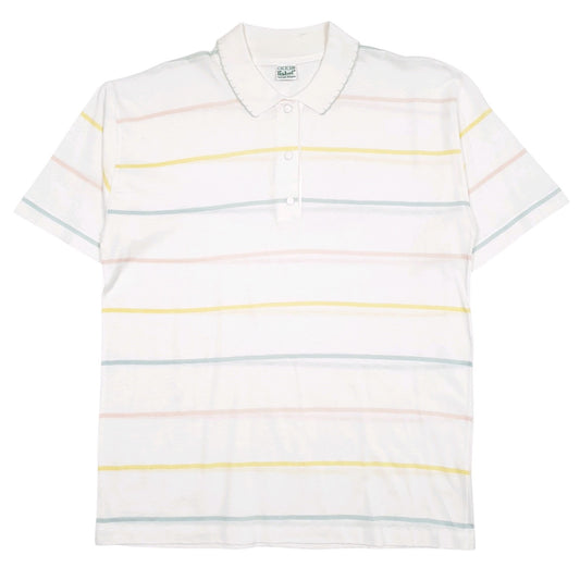 Mens White Liabel Vintage Made In Italy Short Sleeve Polo Shirt