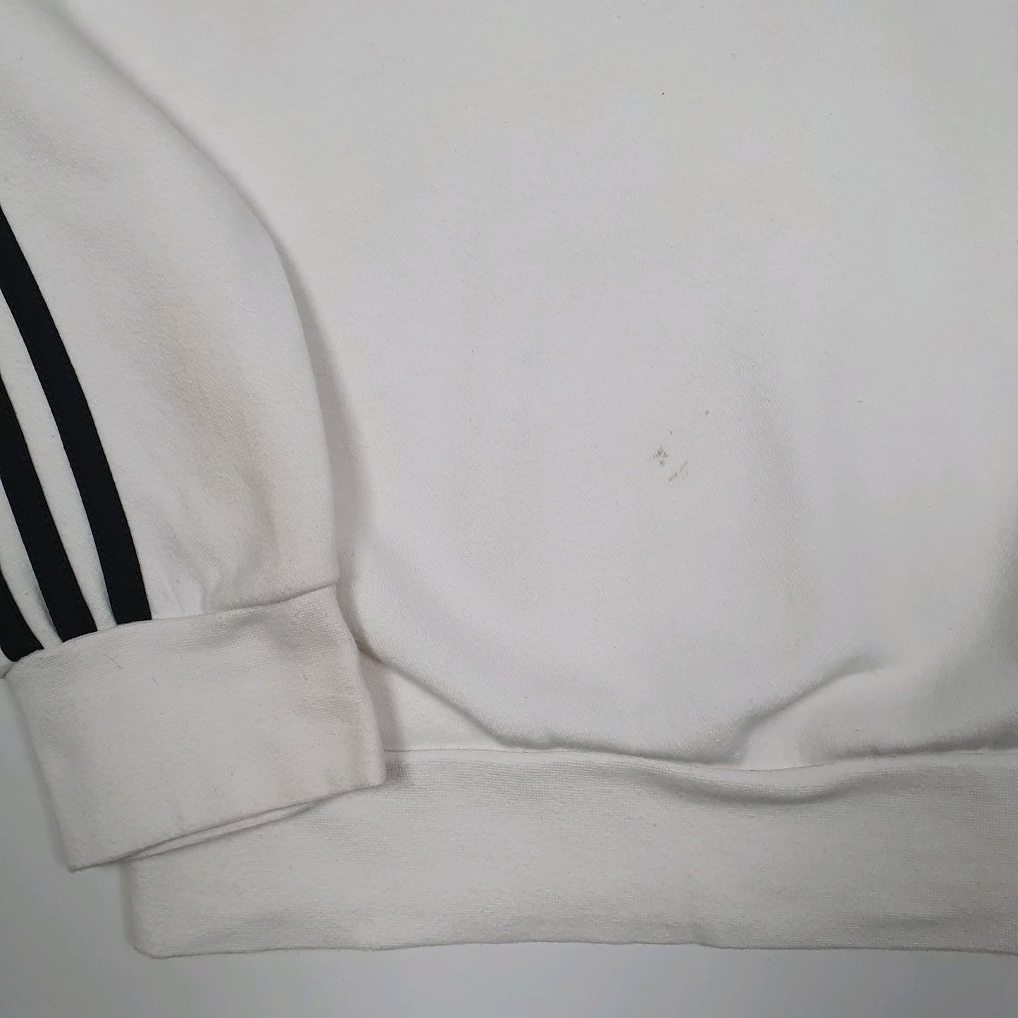 Womens White Adidas Stains and marks across front, back, and sleeves. Crewneck Jumper