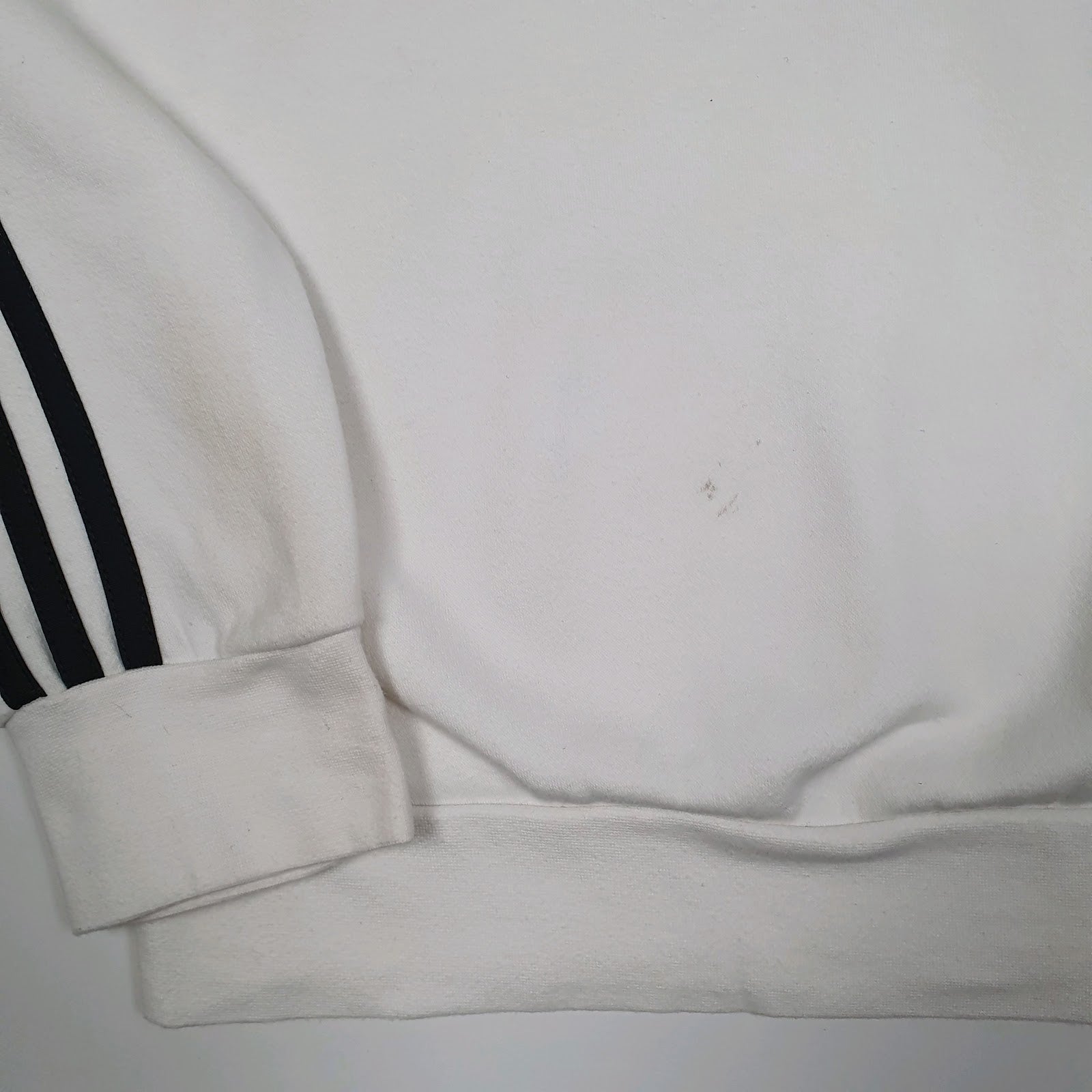 Womens White Adidas Stains and marks across front, back, and sleeves. Crewneck Jumper