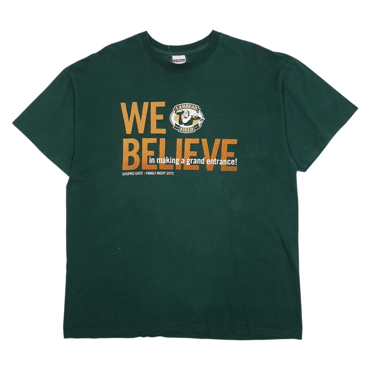 Mens Green Jerzees Green Bay Packers NFL Vintage 2000s Short Sleeve T Shirt