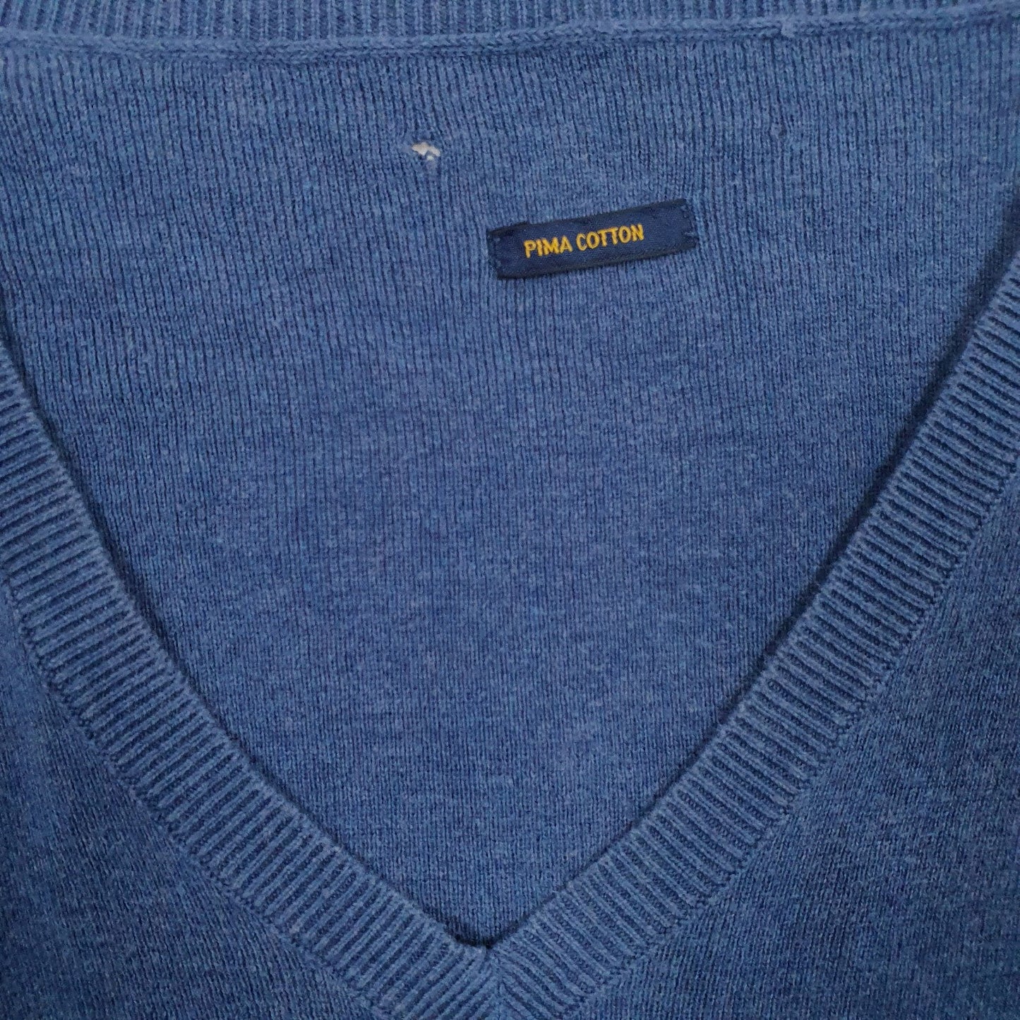 Mens Blue Polo Ralph Lauren Pima V Neck Jumper