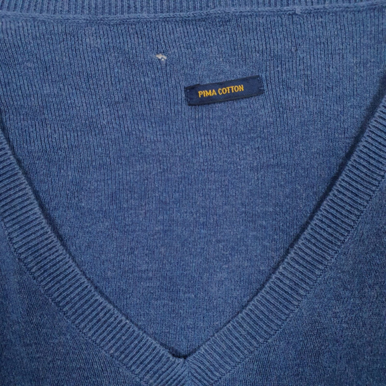 Mens Blue Polo Ralph Lauren Pima V Neck Jumper