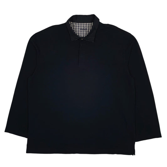 Mens Navy Van Laack Rugby Long Sleeve Polo Shirt
