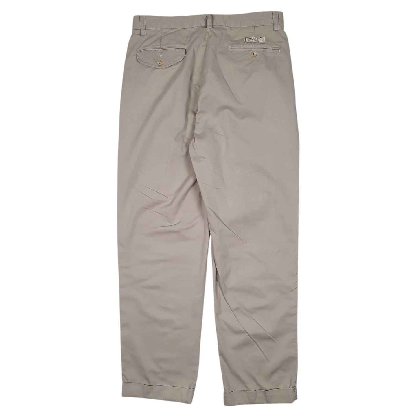 Mens Beige Polo Ralph Lauren Hammond Pant Double Pleated  Trousers