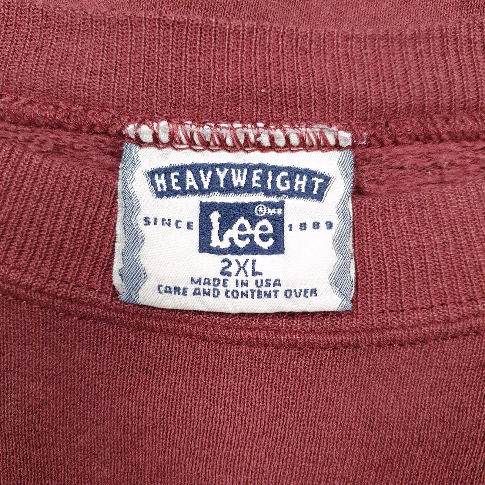 Mens Burgundy Lee Vintage 90s Made In USA Crewneck Jumper