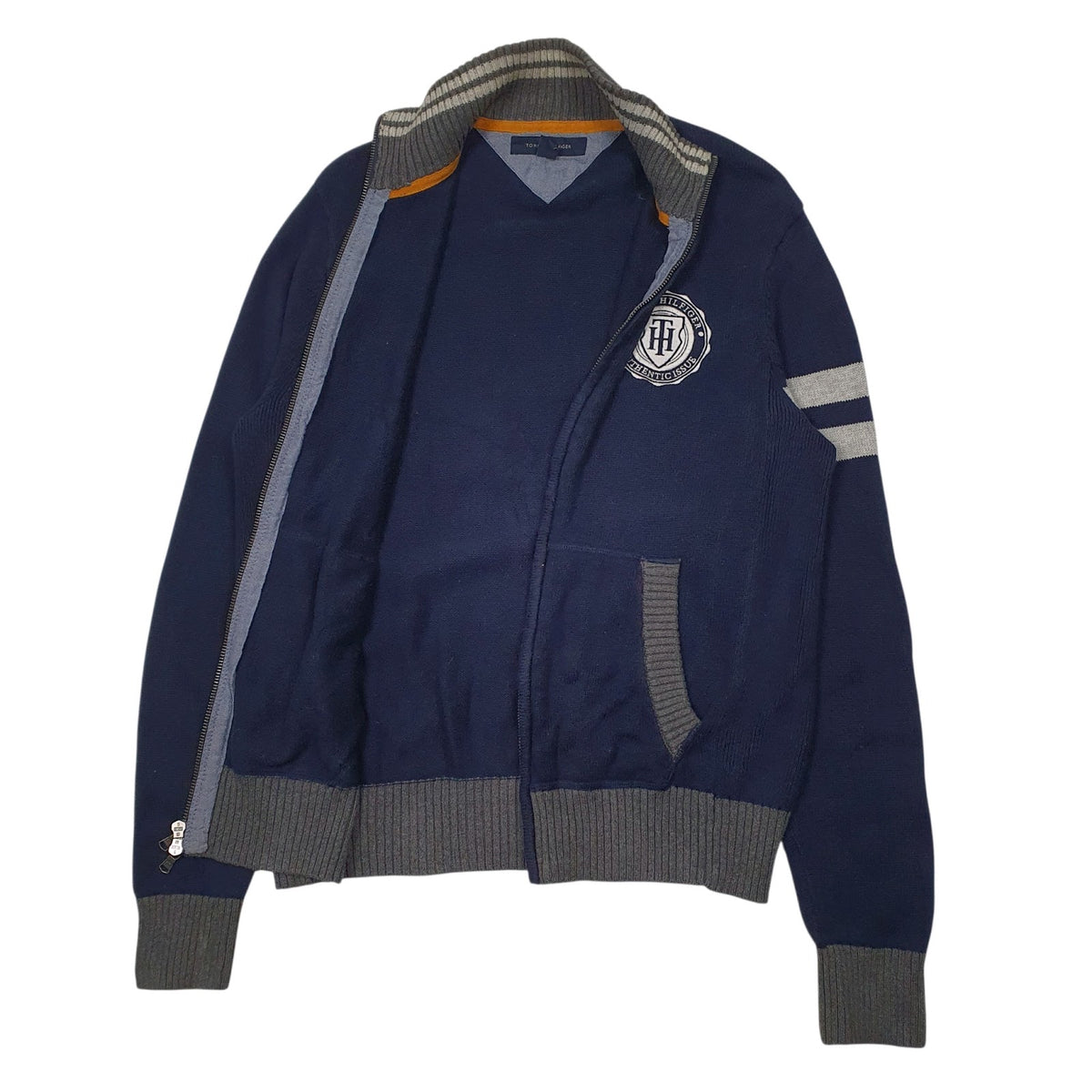 Mens Navy Tommy Hilfiger Knit Full Zip Jumper