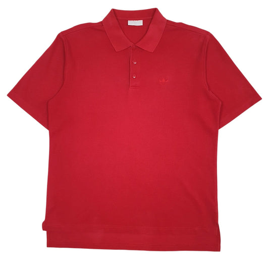Mens Red Adidas Vintage Short Sleeve Polo Shirt