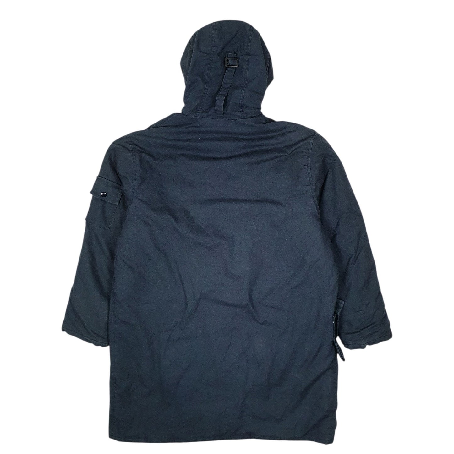 Mens Navy Uniwear Heavy Workwear Padded Vintage 90s Hoodie Coat