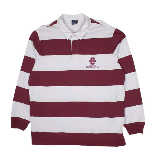 Mens White Charles River Rugby Charleston College Long Sleeve Polo Shirt