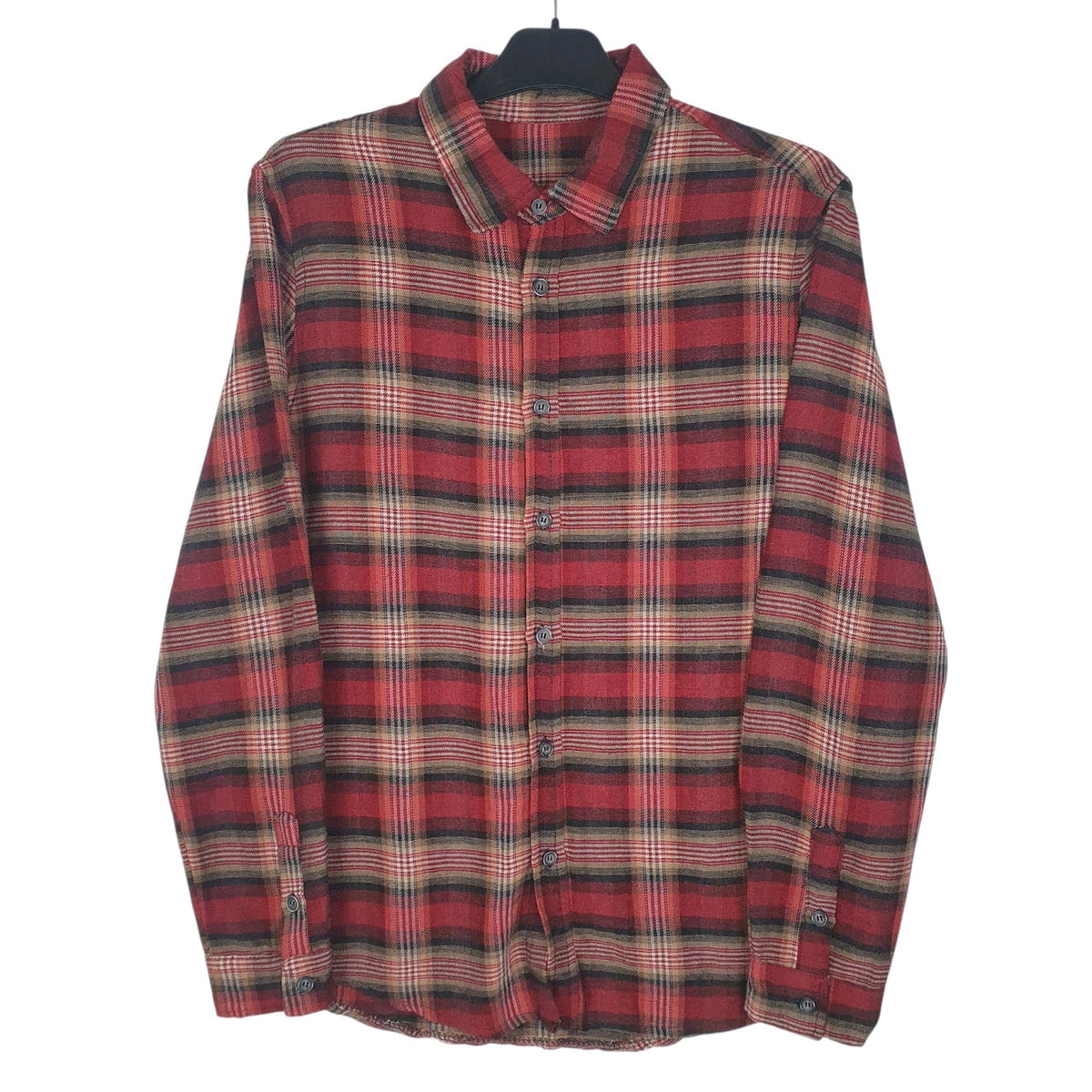 Mens Red Unbranded Flannel Long Sleeve Shirt