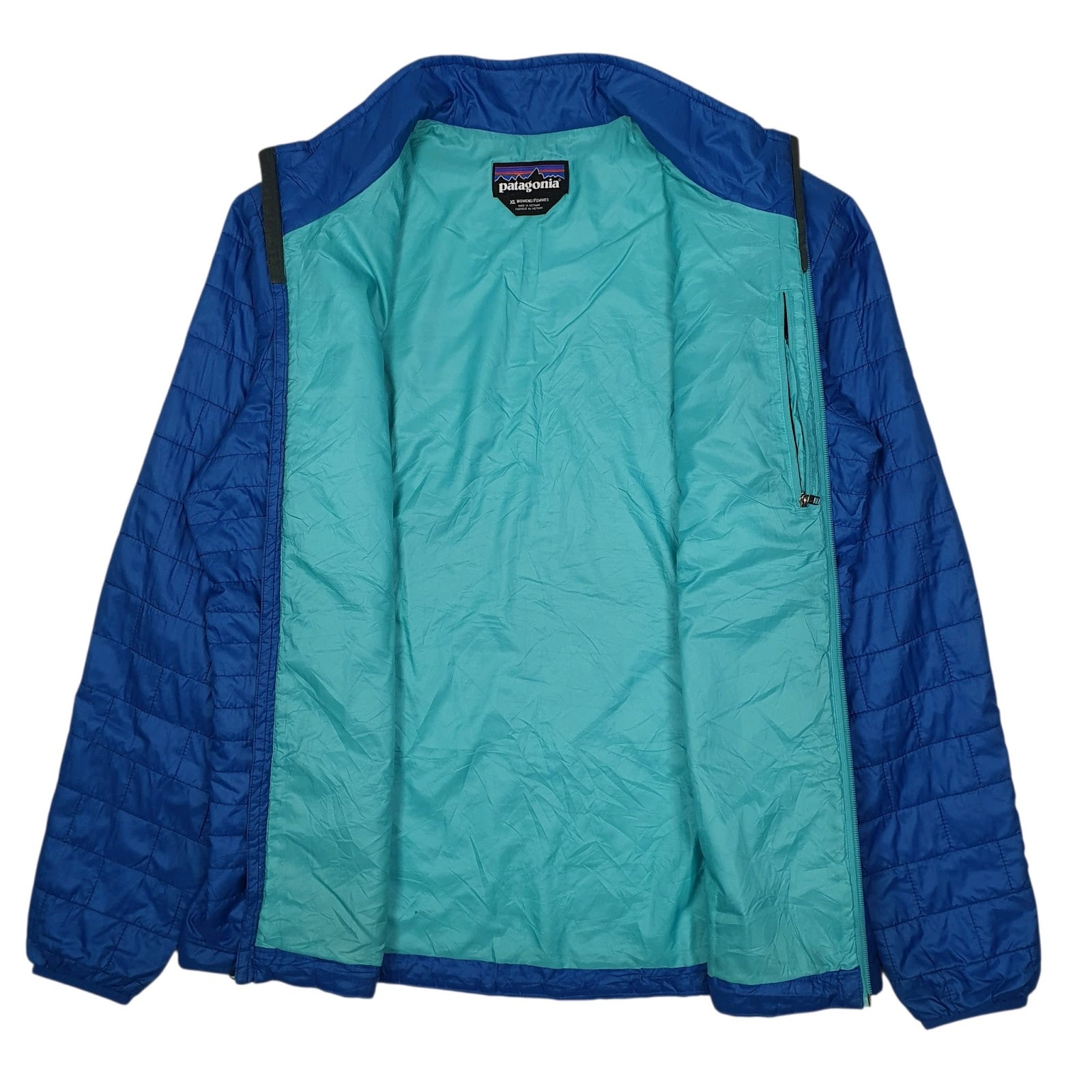 Womens Blue Patagonia Nano Puff Windbreaker Hoodie Coat
