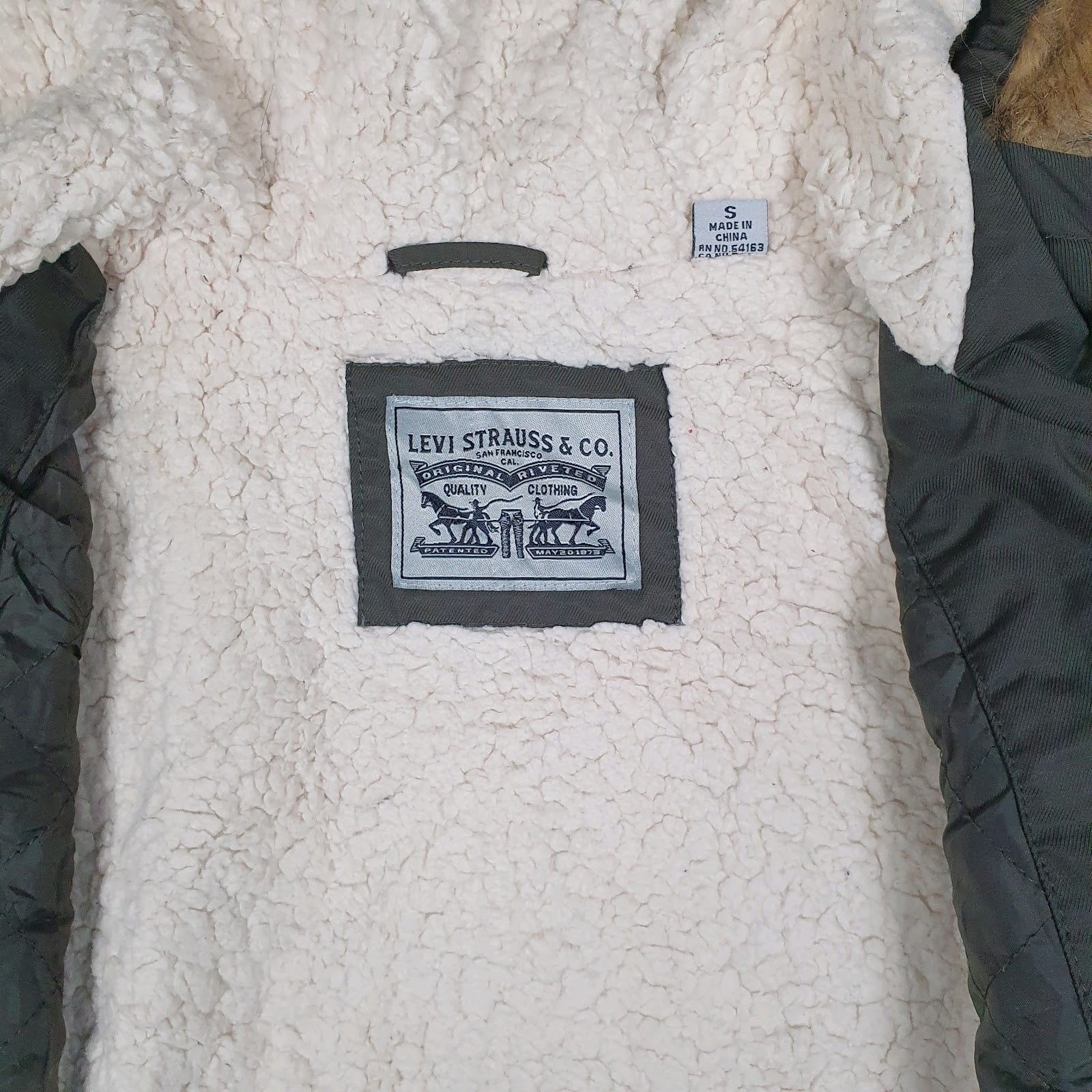 Womens Green Levis Sherpa Lined  Coat