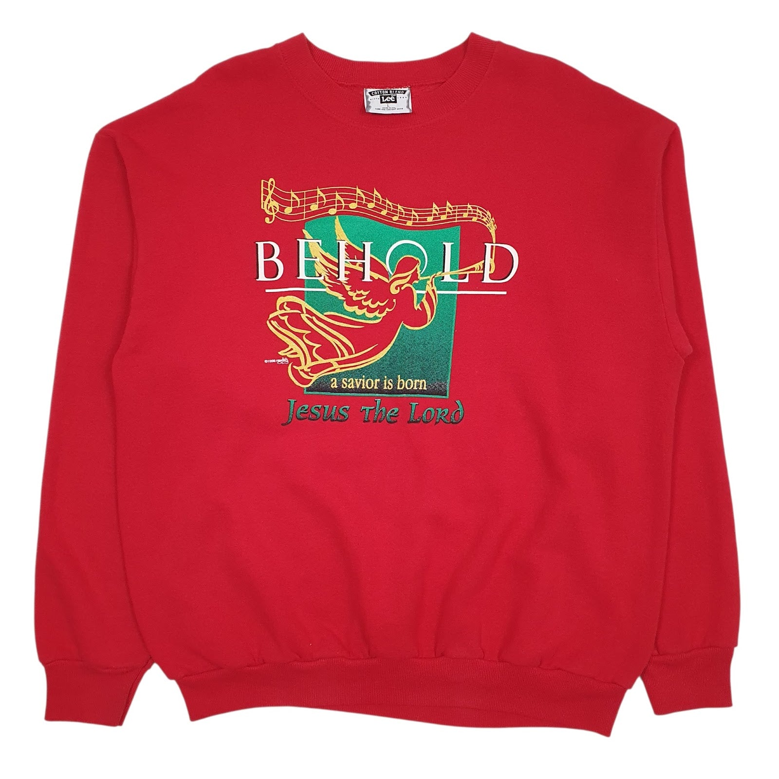 Mens Red Lee Jesus Vintage 90s Made In USA Crewneck Jumper