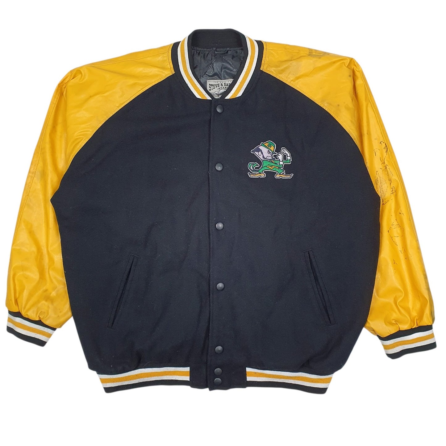 Mens Black Steve & Barrys Notre Dame Fighting Irish Varsity Leather  Coat