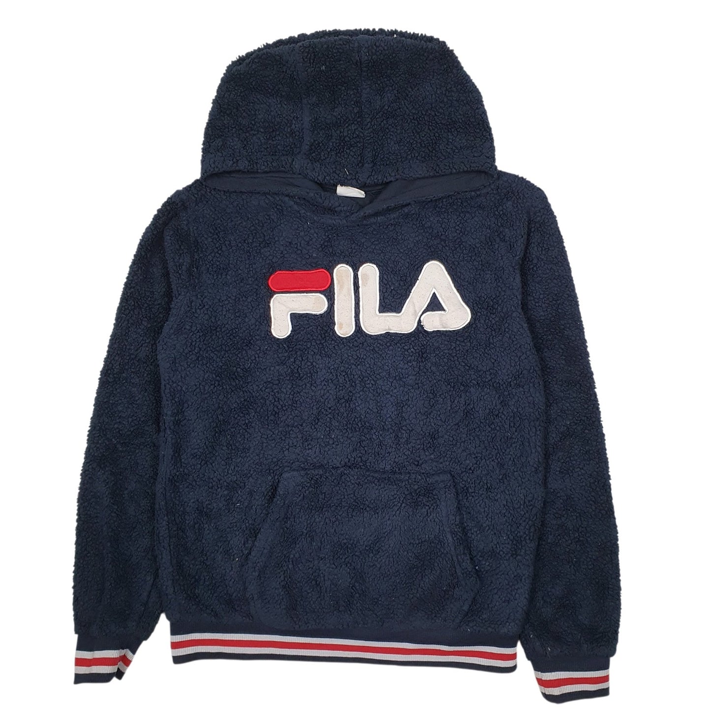 Womens Navy Fila Sherpa Hoodie Jumper
