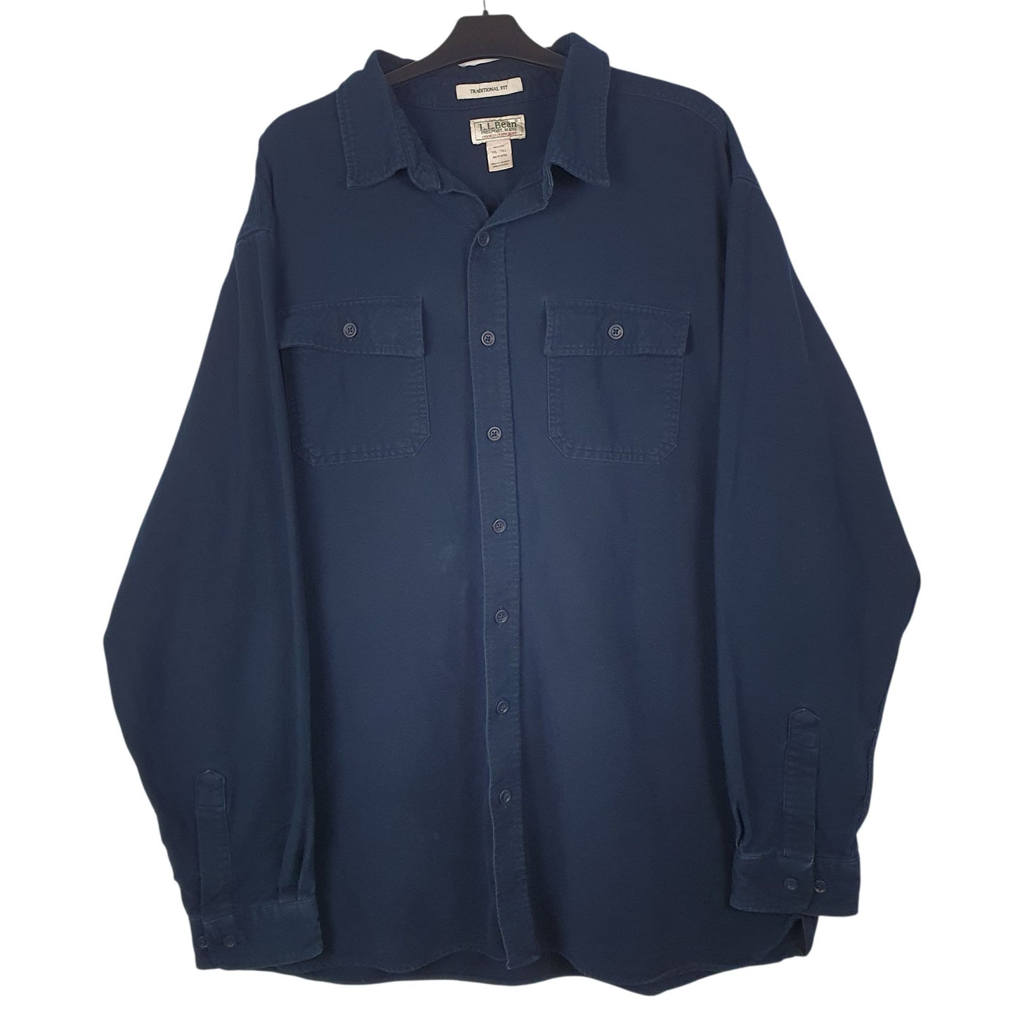 Mens Navy L.L.Bean Chamois Long Sleeve Shirt