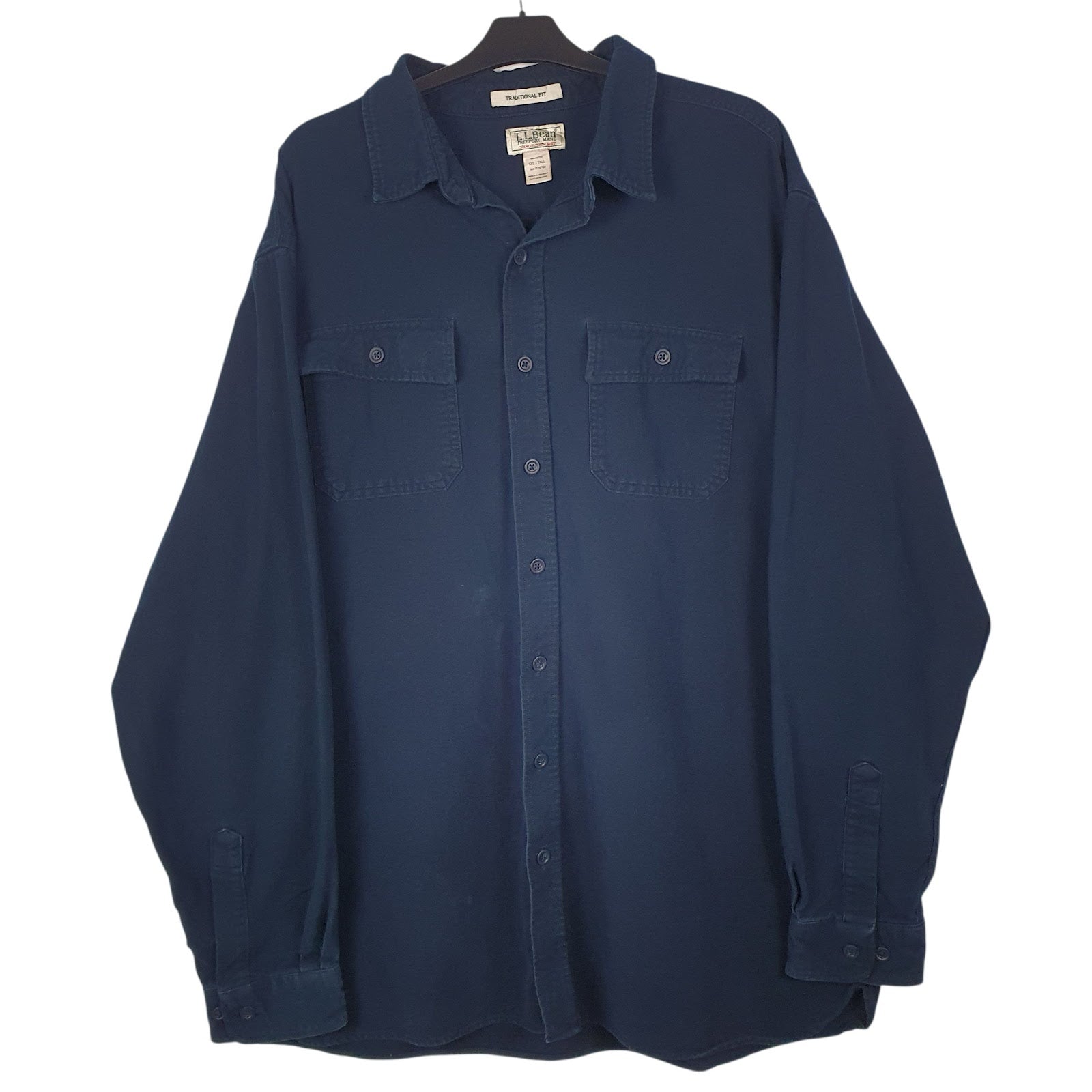 Mens Navy L.L.Bean Chamois Long Sleeve Shirt