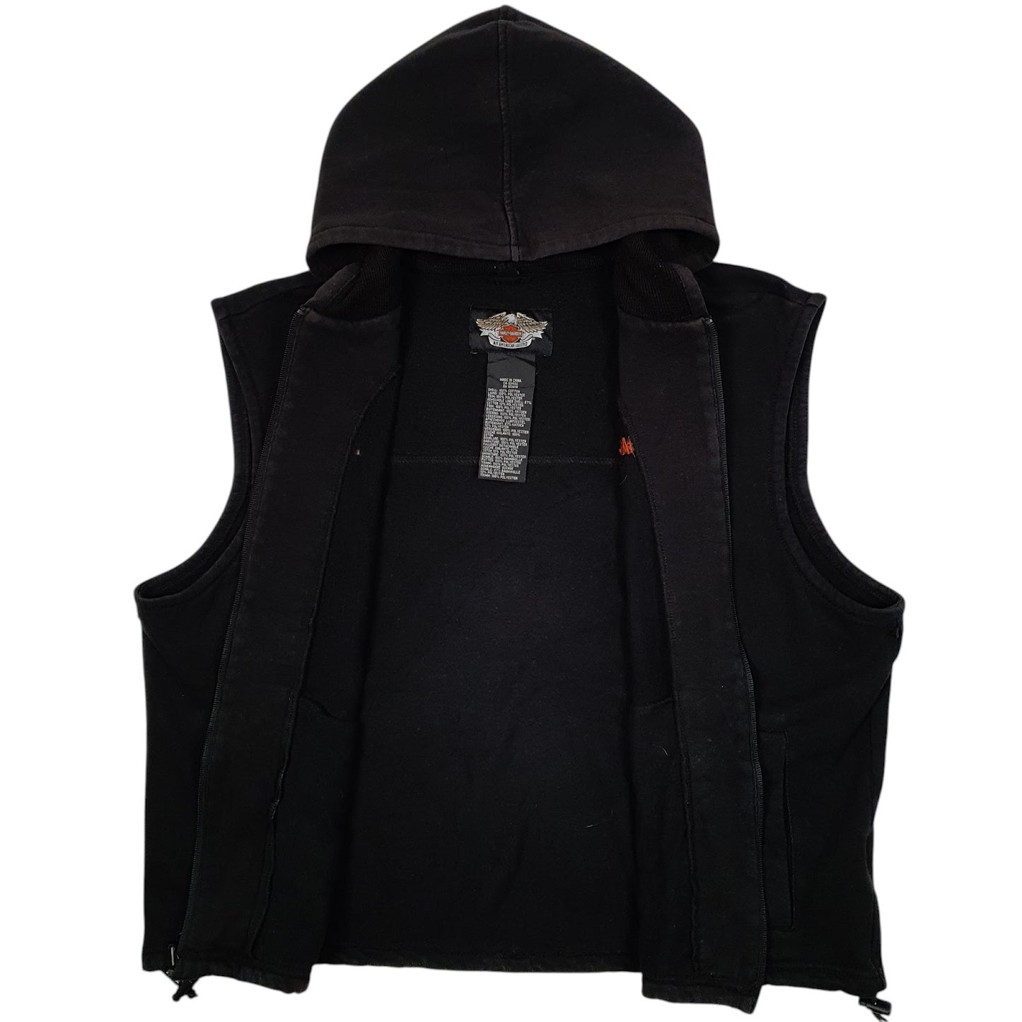 Mens Black Harley Davidson Hoodie Gilet Jumper