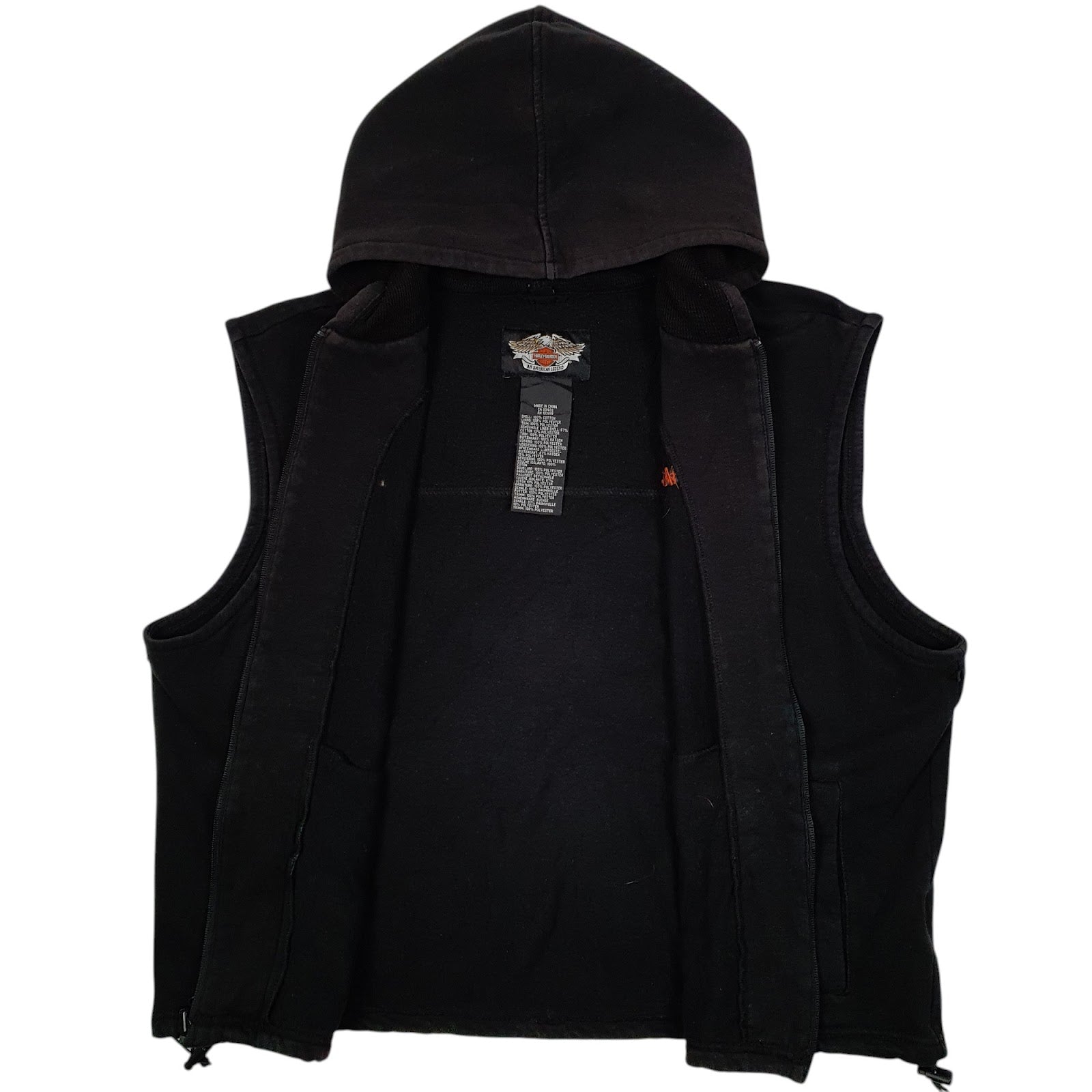 Mens Black Harley Davidson Hoodie Gilet Jumper