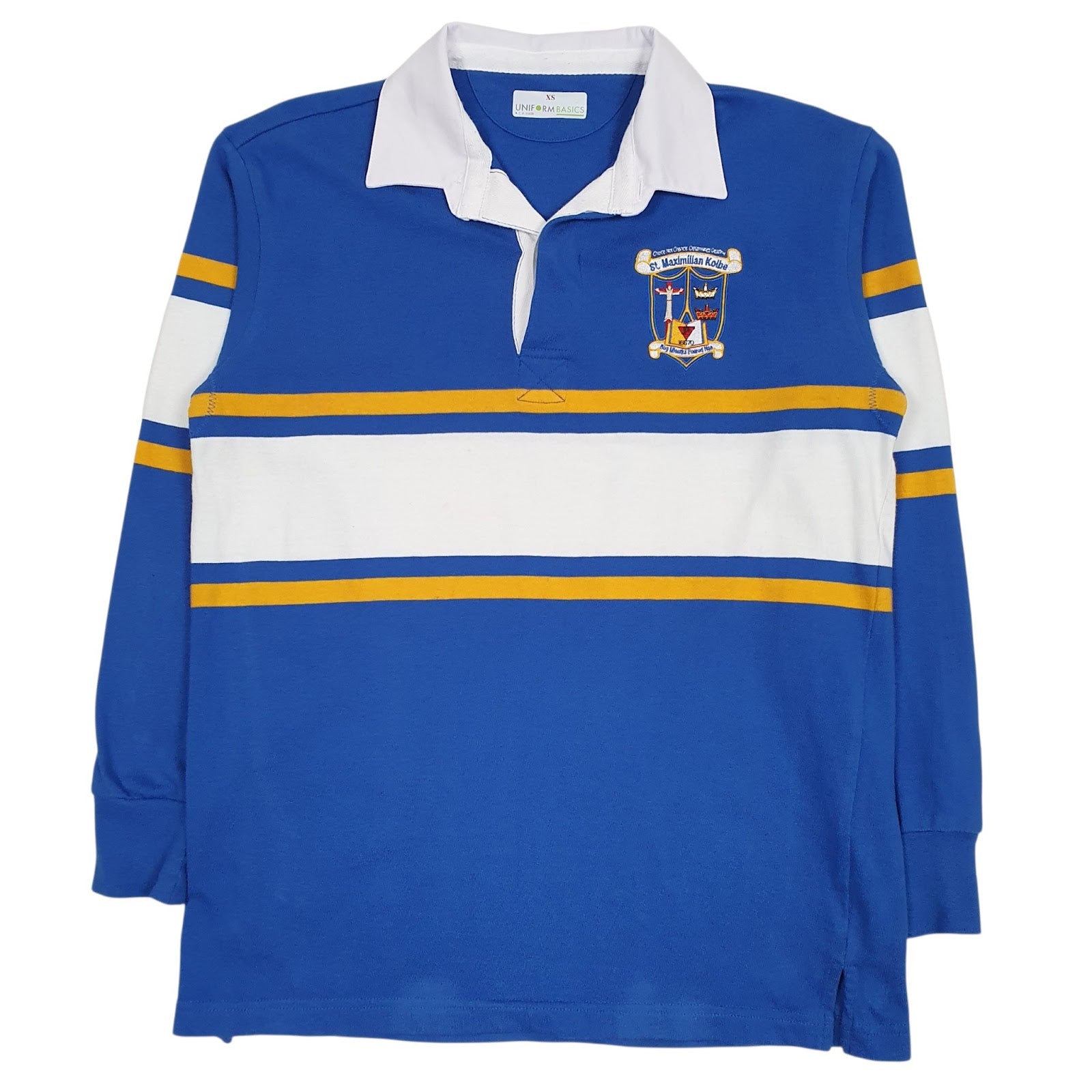 Mens Blue Uniform Basics Rugby Long Sleeve Polo Shirt