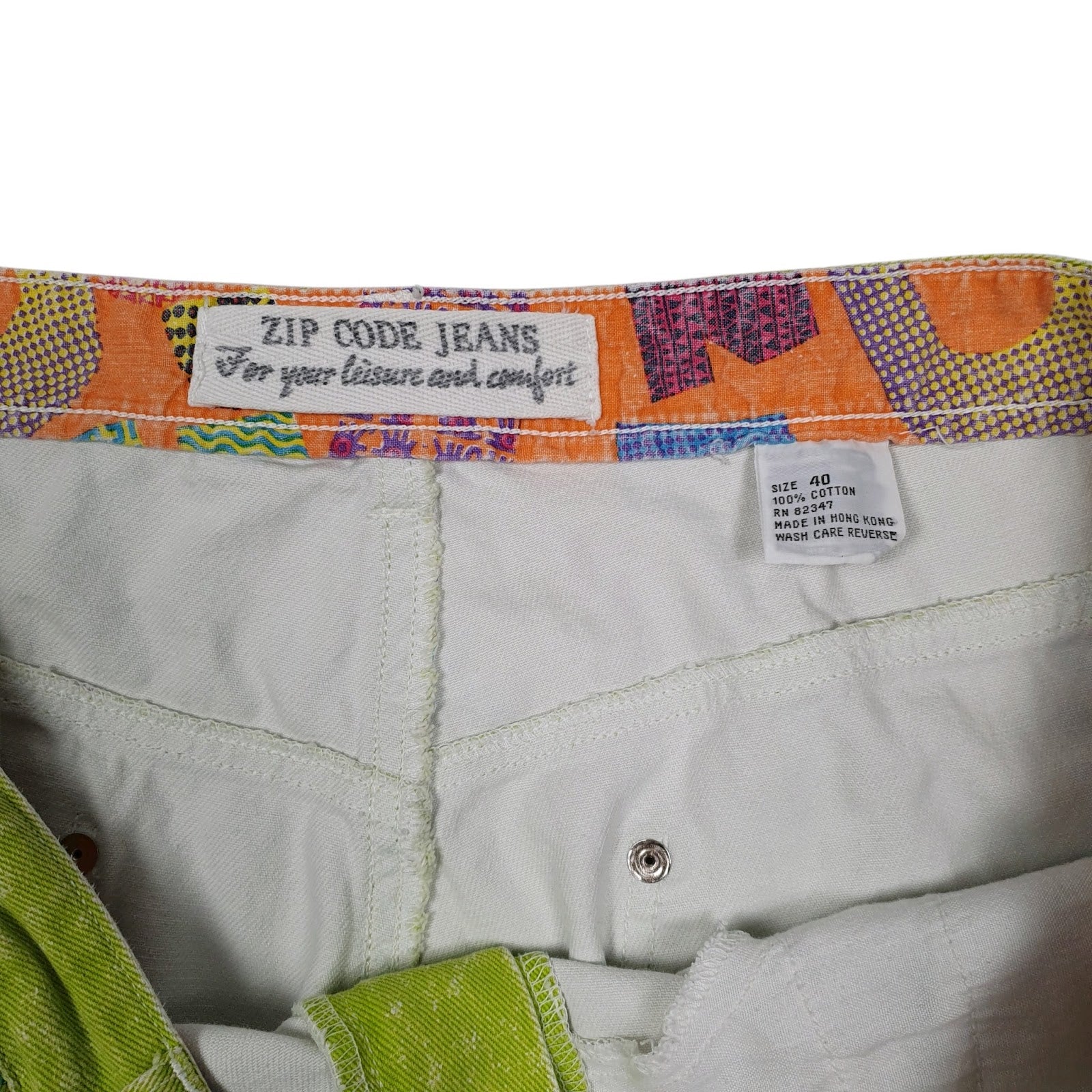 Mens Green Zip Code Jeans Vintage 00s  Shorts
