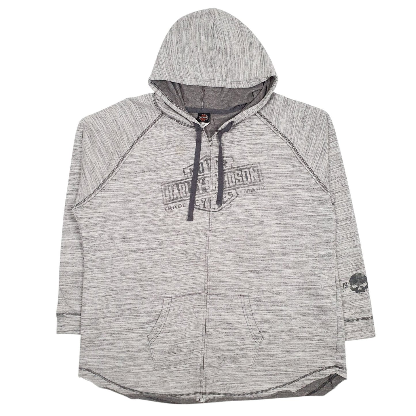 Womens Grey Harley Davidson Spellout Full Zip Jumper