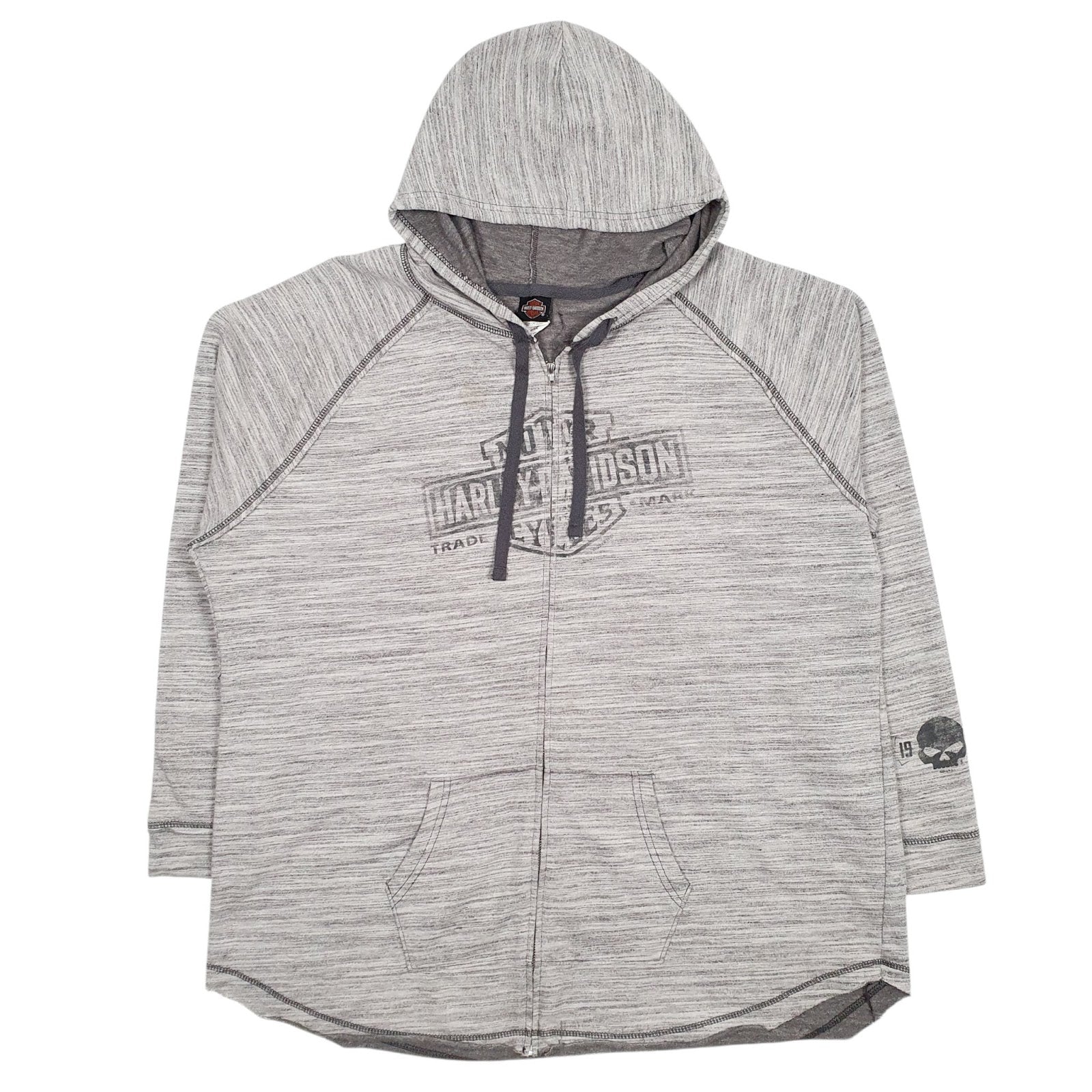 Womens Grey Harley Davidson Spellout Full Zip Jumper