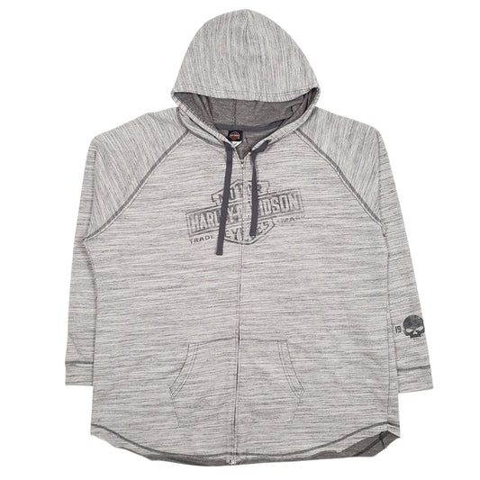 Womens Grey Harley Davidson Spellout Full Zip Jumper