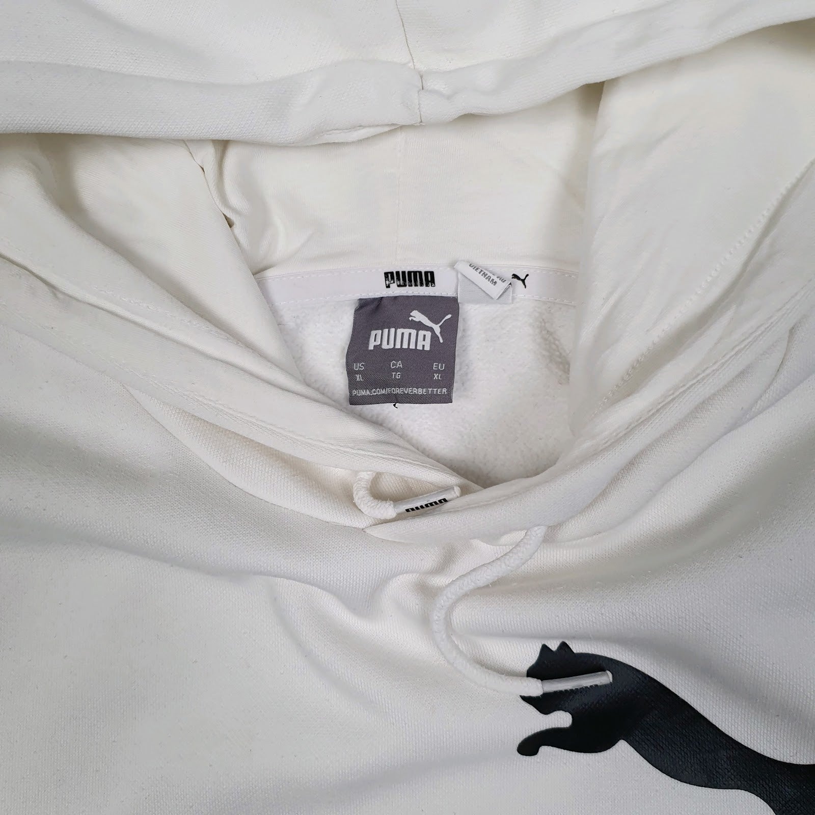 Mens White Puma  Hoodie Jumper