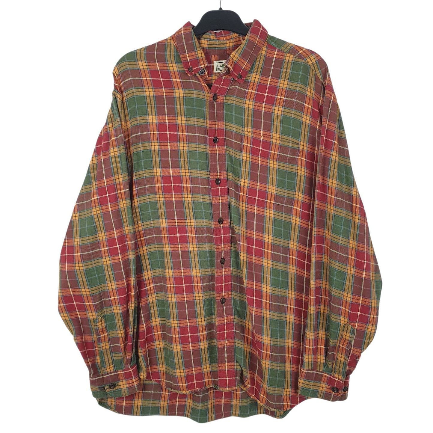 Mens Green L.L.Bean Flannel Long Sleeve Shirt