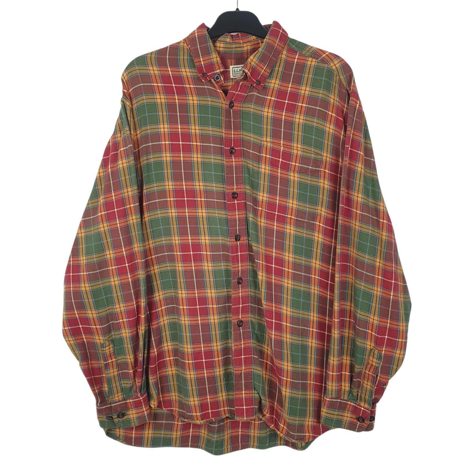 Mens Green L.L.Bean Flannel Long Sleeve Shirt