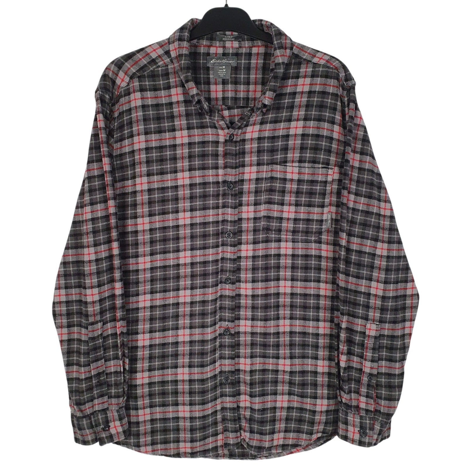 Mens Grey Eddie Bauer Flannel Long Sleeve Shirt