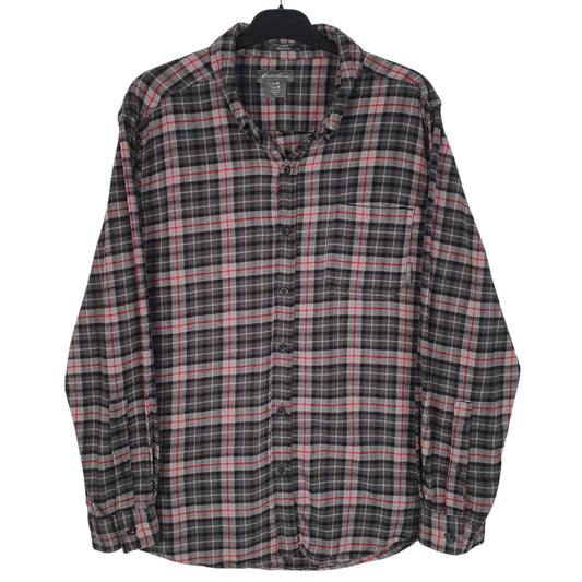 Mens Grey Eddie Bauer Flannel Long Sleeve Shirt