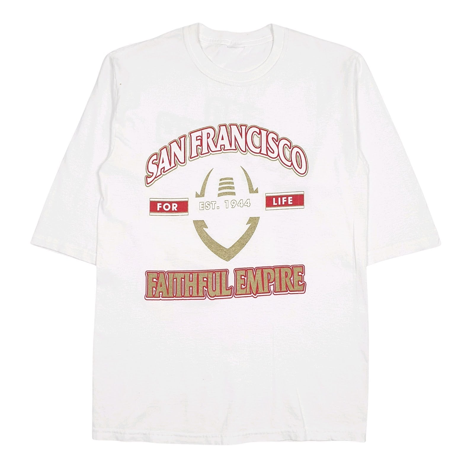 Mens White Unbranded NFL San Francisco Faithful Empire Short Sleeve T Shirt