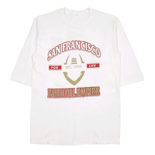 Mens White Unbranded NFL San Francisco Faithful Empire Short Sleeve T Shirt