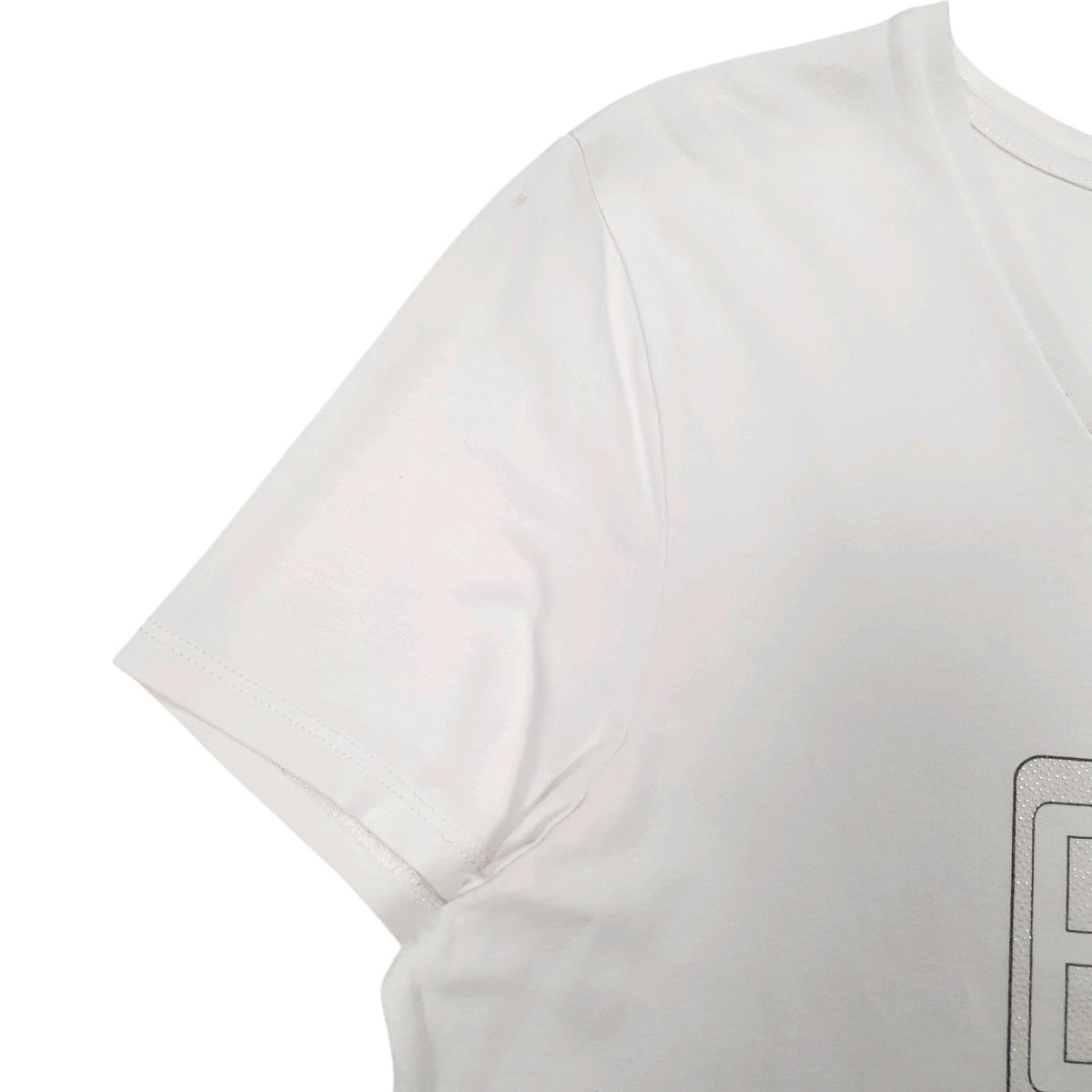 Womens White Armani Spellout  T Shirt
