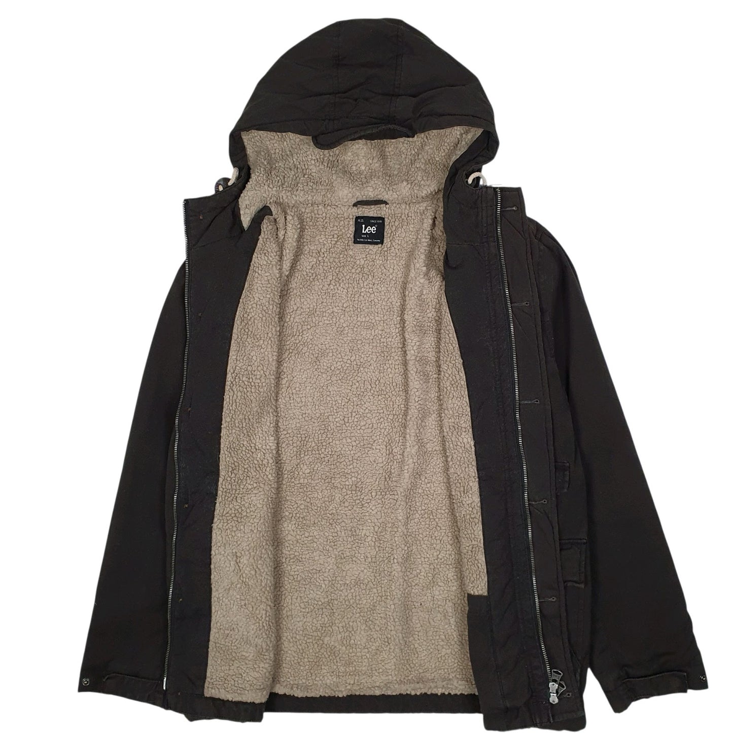 Womens Grey Lee Sherpa Lined Hoodie  Coat
