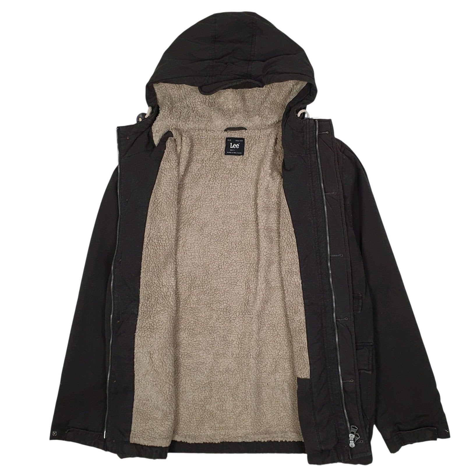 Womens Grey Lee Sherpa Lined Hoodie  Coat