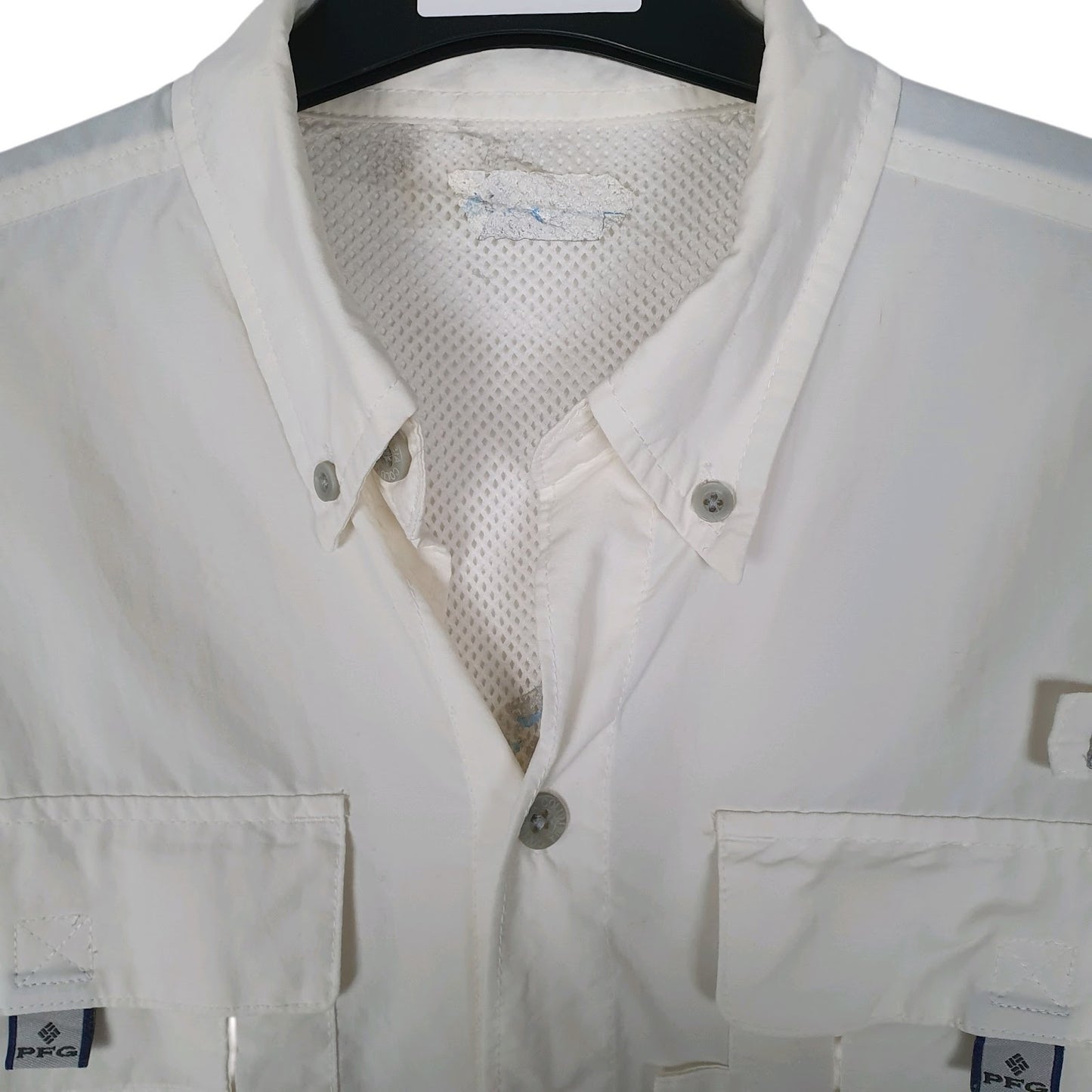 Mens White Columbia Sportswear Company PFG Fishing Omni Shade  Shirt