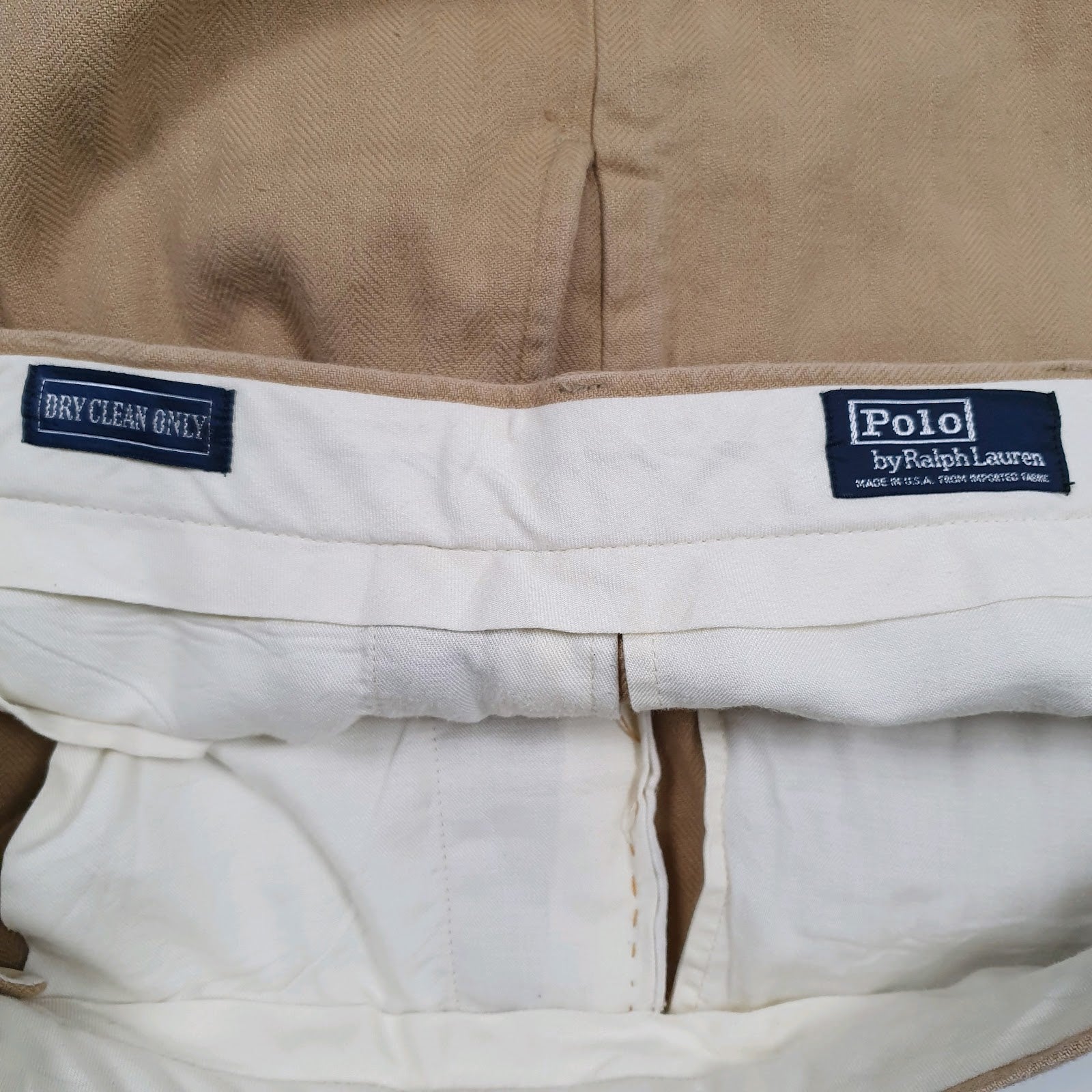 Mens Brown Polo Ralph Lauren Vintage 90s Pleated  Trousers
