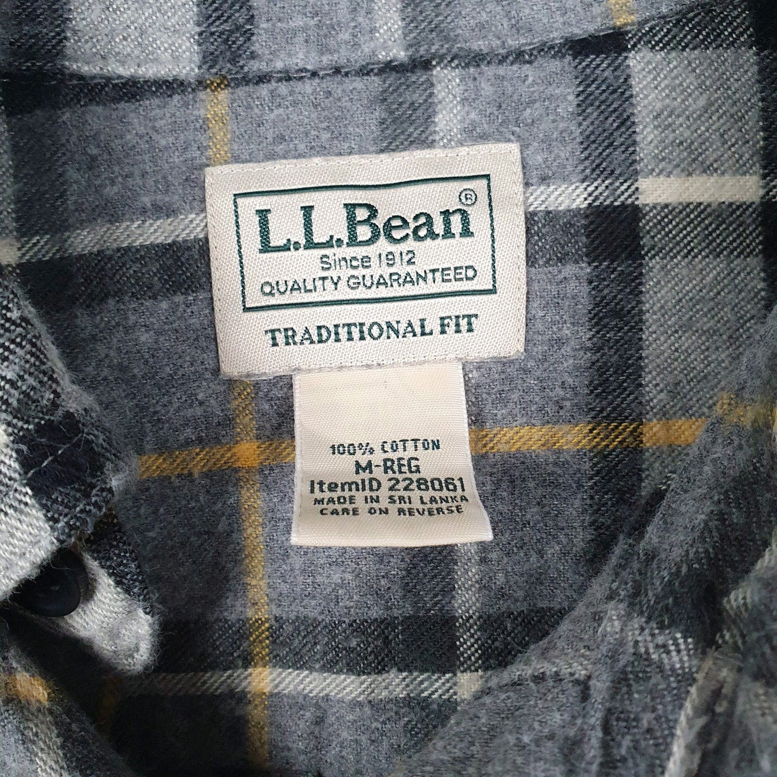 Mens Grey L.L.Bean Flannel  Shirt