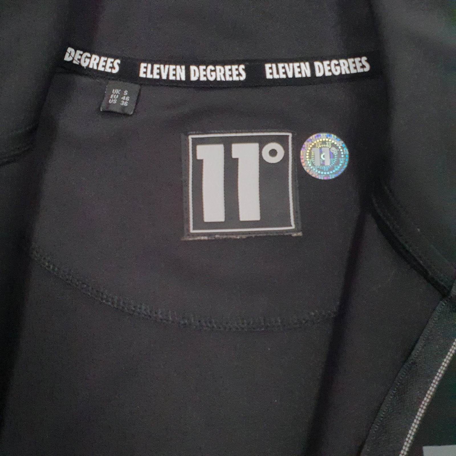 Mens Black Eleven Degrees  Full Zip Jumper