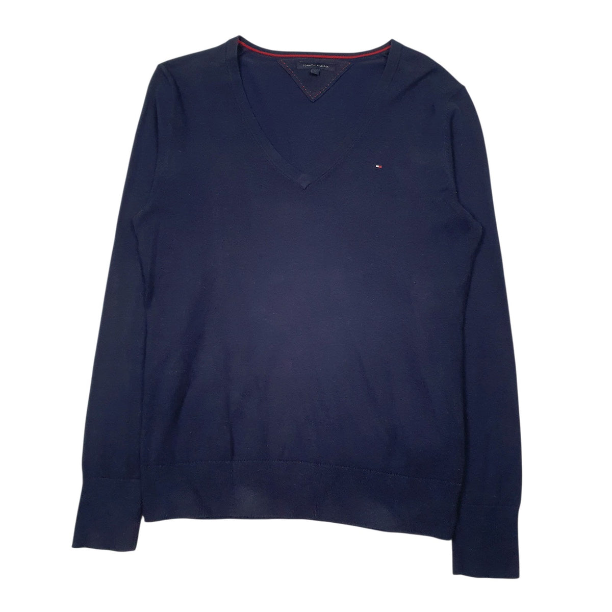 Womens Navy Tommy Hilfiger  V Neck Jumper