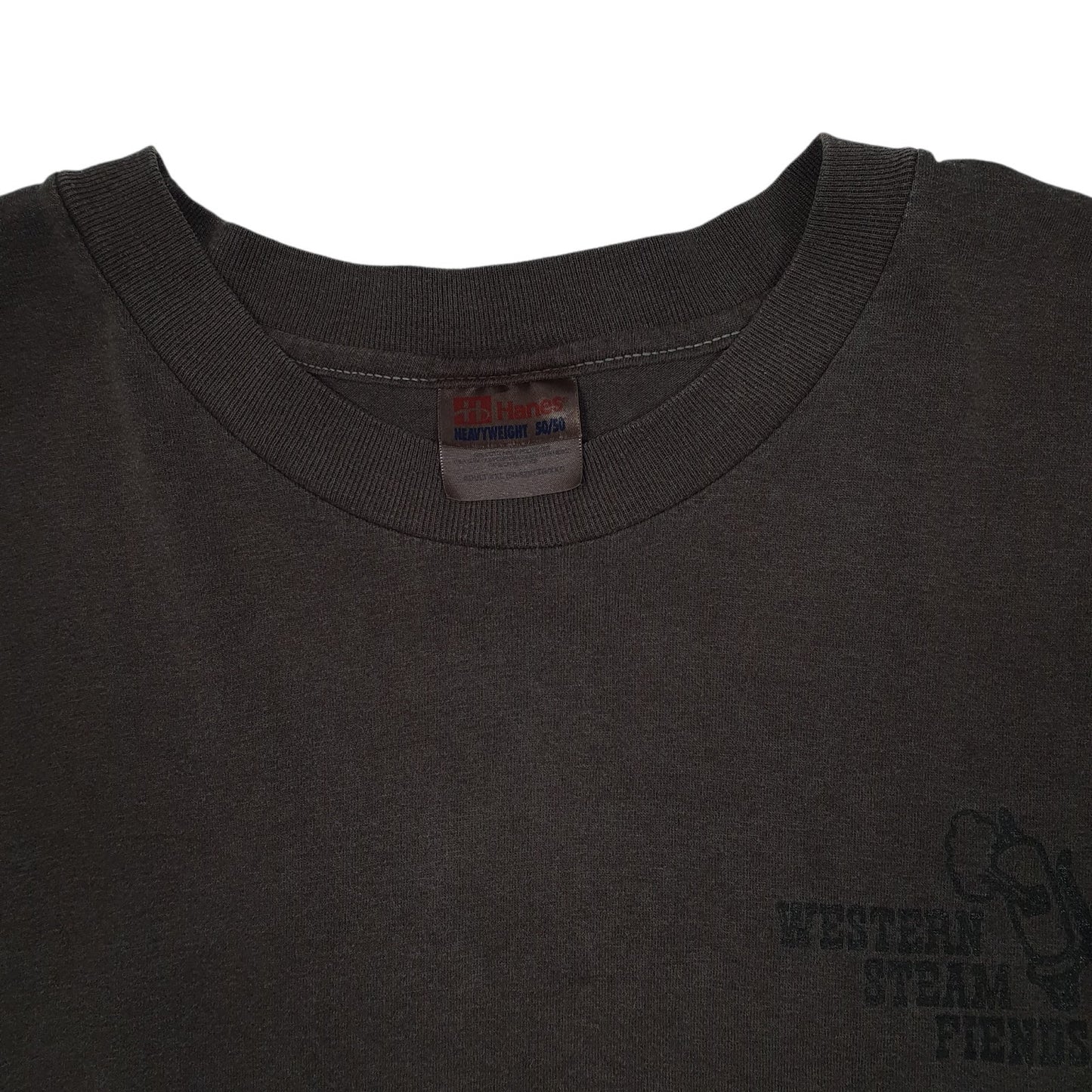 Mens Grey Hanes Western Steam Fiends  T Shirt
