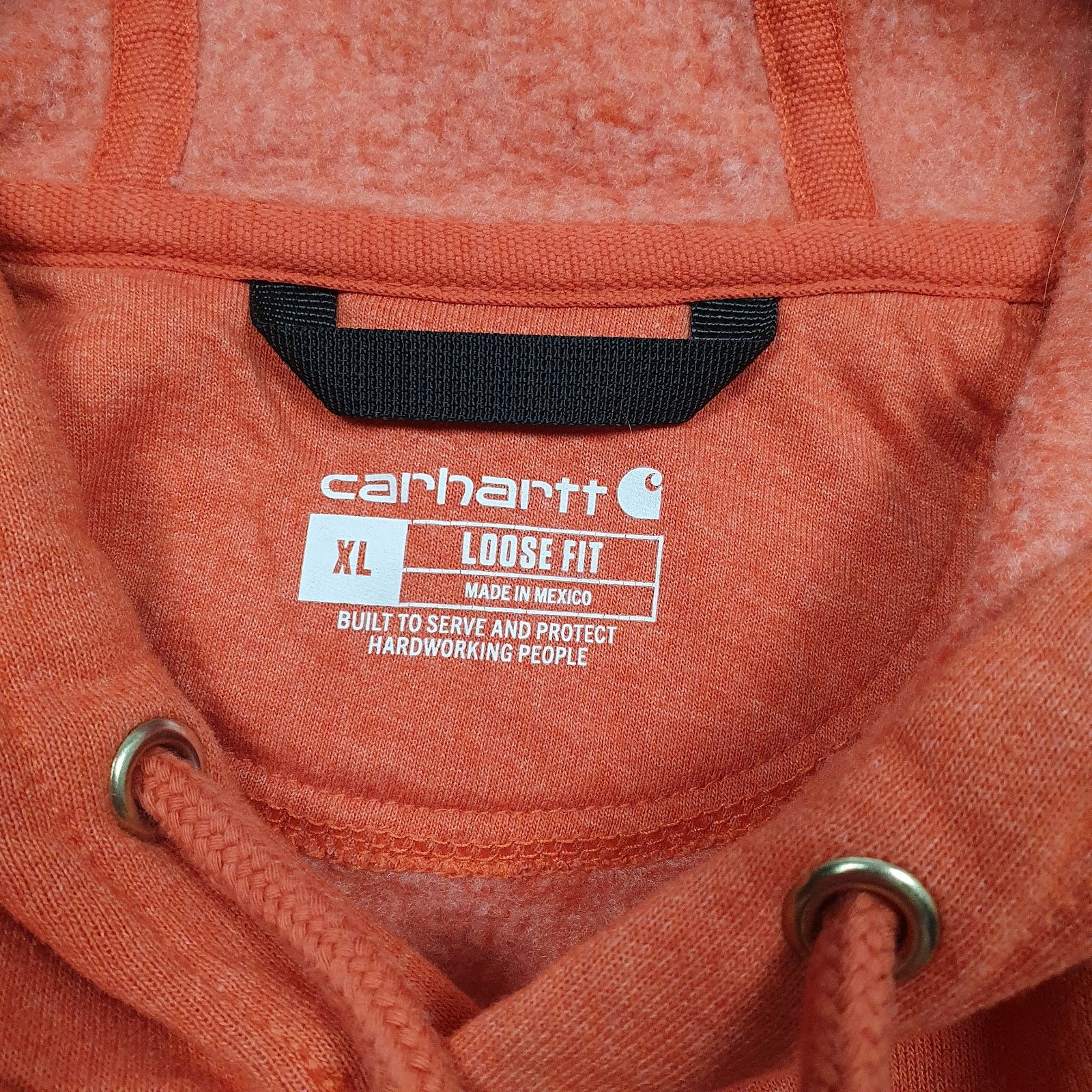 Mens Orange Carhartt Spellout Hoodie Jumper