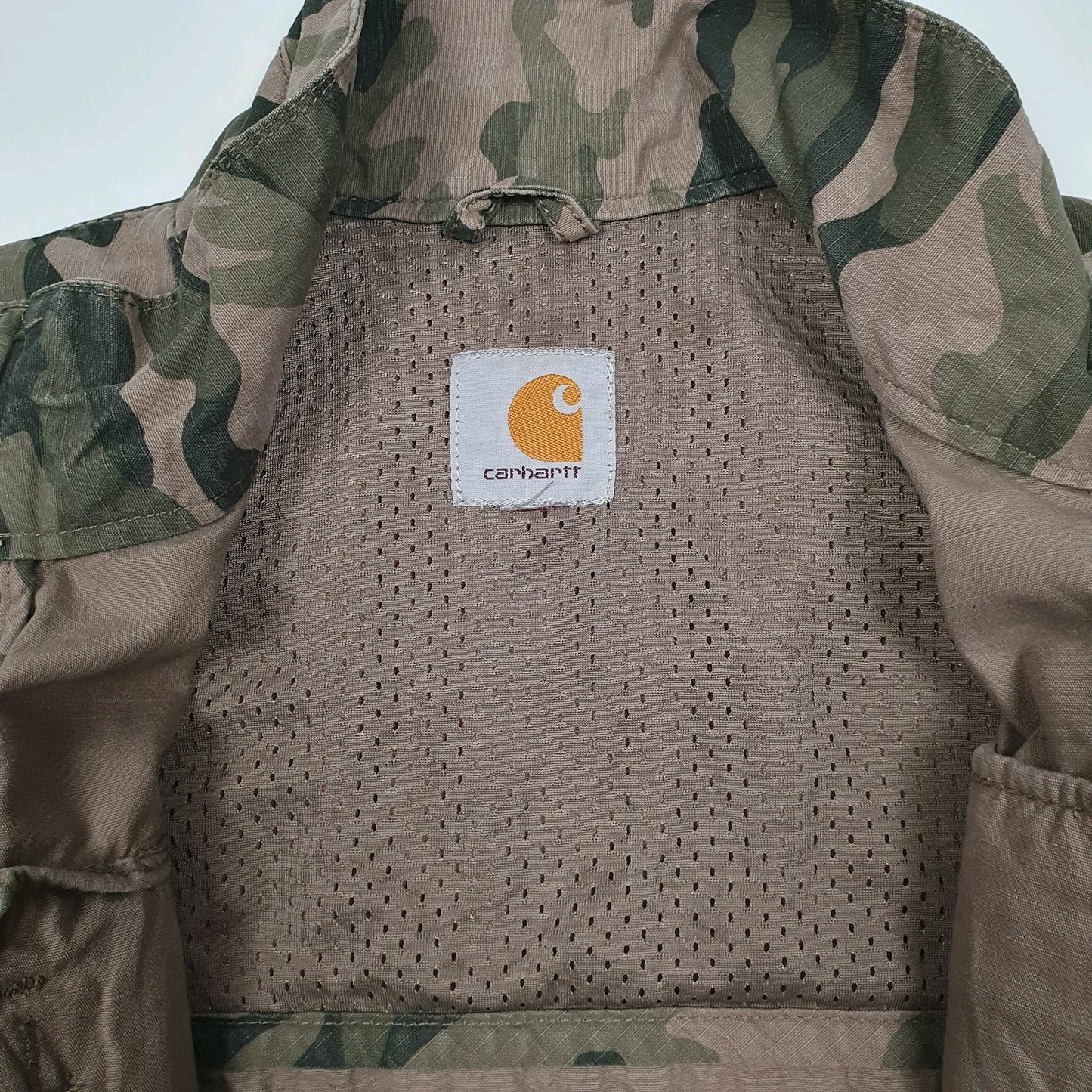 Mens Green Carhartt Camo Vest Bodywarmer Utility Hoodie Coat