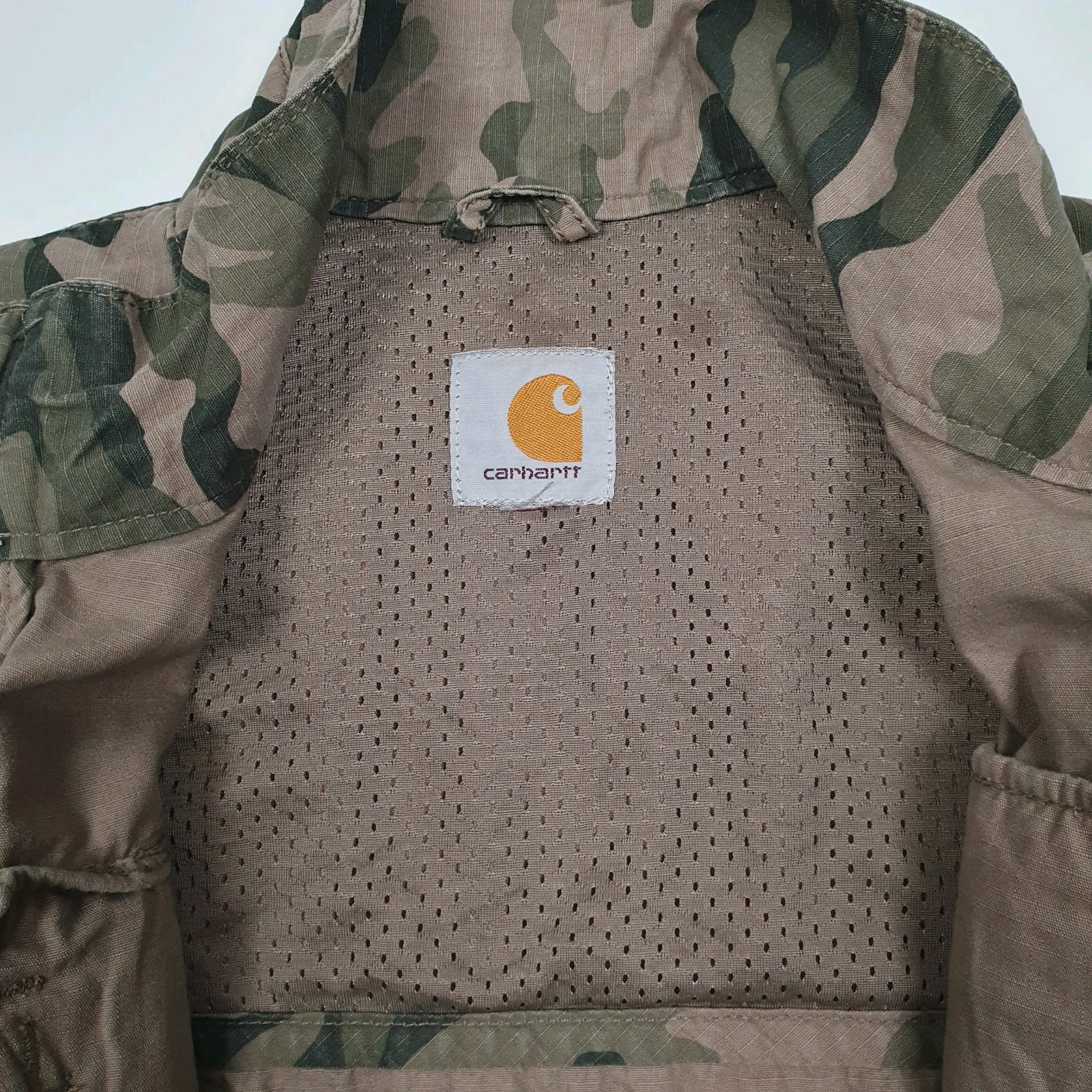 Mens Green Carhartt Camo Vest Bodywarmer Utility Hoodie Coat