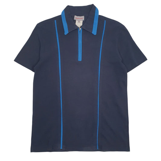 Mens Navy Versace Zip Short Sleeve Polo Shirt