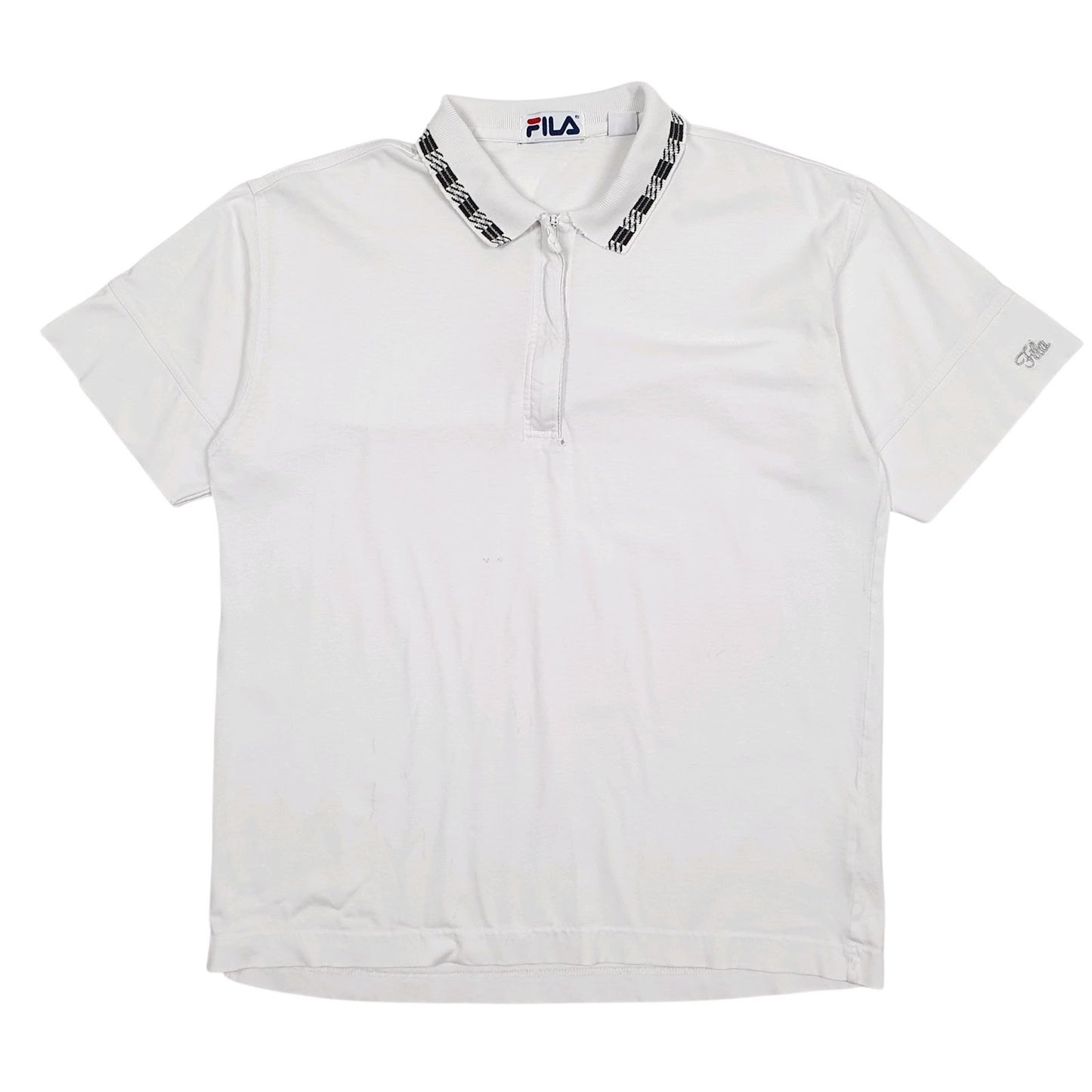 Womens White Fila  Short Sleeve Polo Shirt