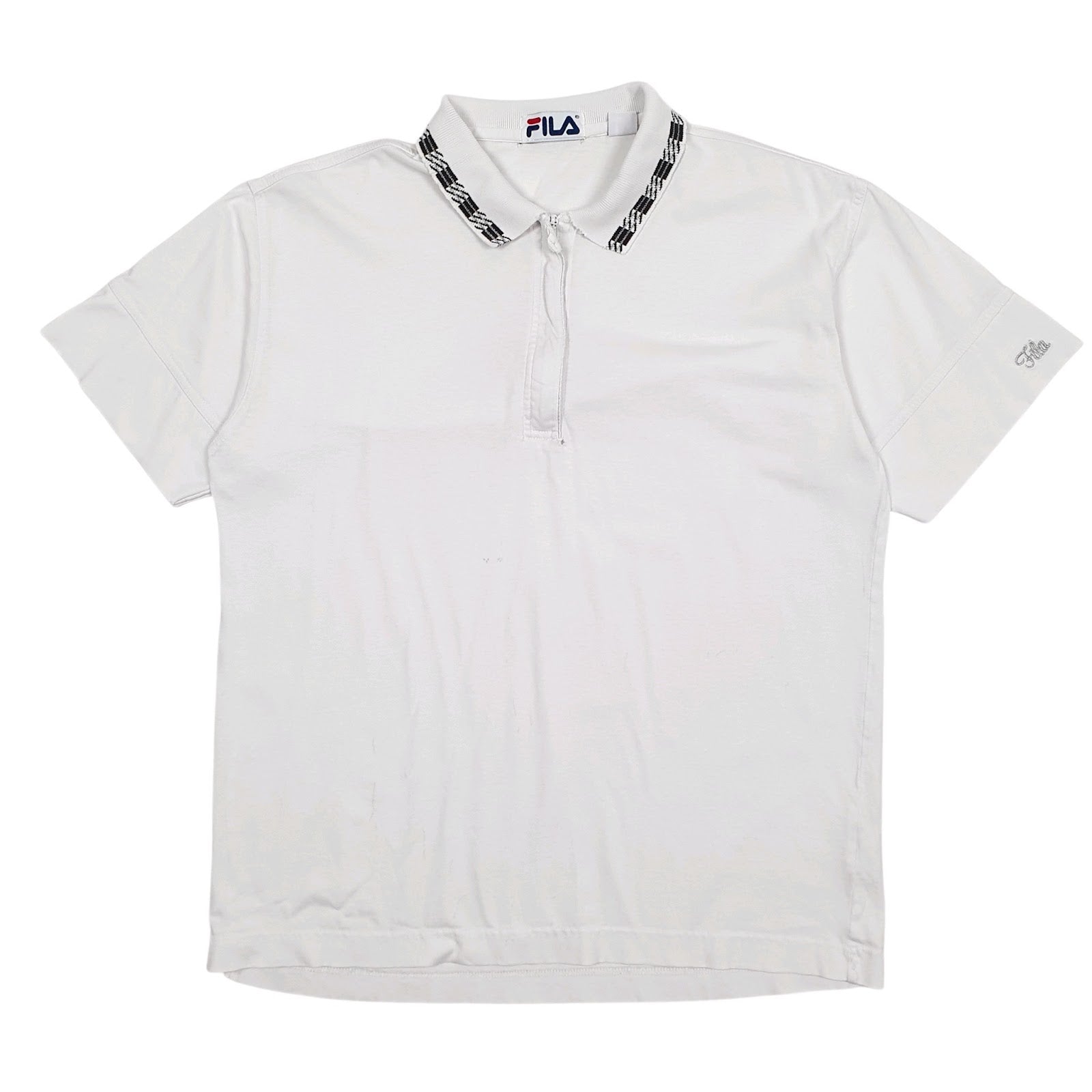 Womens White Fila  Short Sleeve Polo Shirt